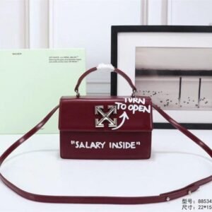 Off-White Leather Salary Inside Jitney 1.4 Shoulder Bag (Cherry Red 88534)