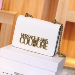 Versace Couture Saffiano Lock Crossbody Bag With Double Box & Dust Bag & Bill