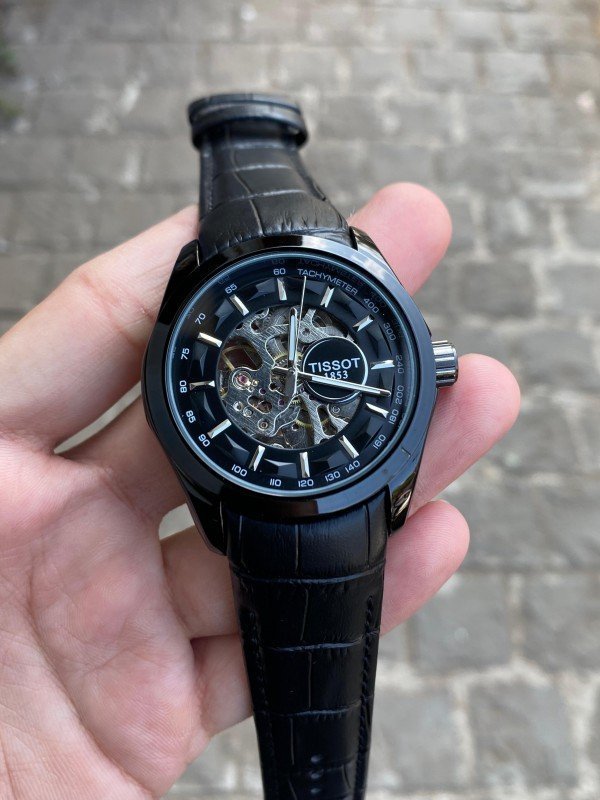 TISSOT 1853 AUTOMATIC PRIMIUM QUILTY FULL BLACK LEATHER WATCH - Image 2