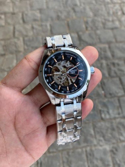 TISSOT 1853 AUTOMATIC PRIMIUM QUALITY SILVER- BLACK METAL WATCH' - Image 2