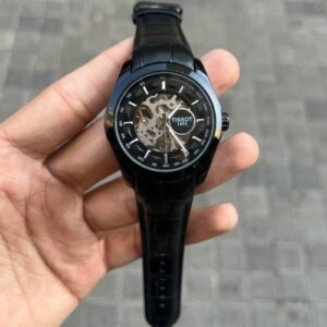 TISSOT 1853 AUTOMATIC PRIMIUM QUILTY FULL BLACK LEATHER WATCH