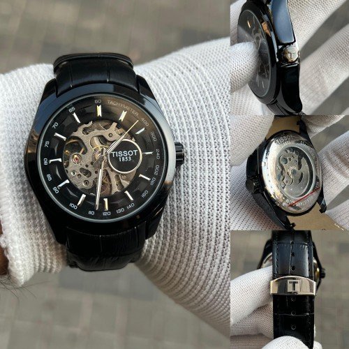 TISSOT 1853 AUTOMATIC PRIMIUM QUILTY FULL BLACK LEATHER WATCH - Image 3