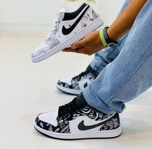 Branded Retro 1 Low Monochrome Splatter Black White - Image 2