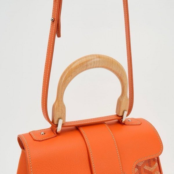 Goyard Orange Goyardine Coated Canvas and Leather Mini Saigon Top Handle Bag (LB) - Image 6