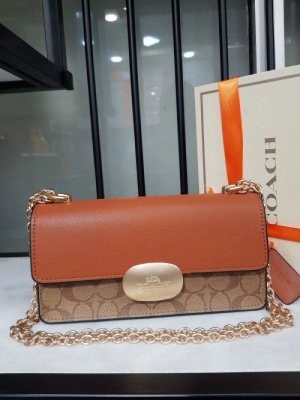 Coach Eliza Premium Crossbody Sling Bag With OG Magnetic Gift Box & Dust Bag (Tan Brown - 916) - Image 2