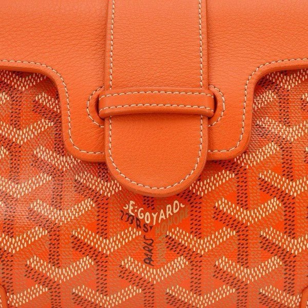 Goyard Orange Goyardine Coated Canvas and Leather Mini Saigon Top Handle Bag (LB) - Image 8