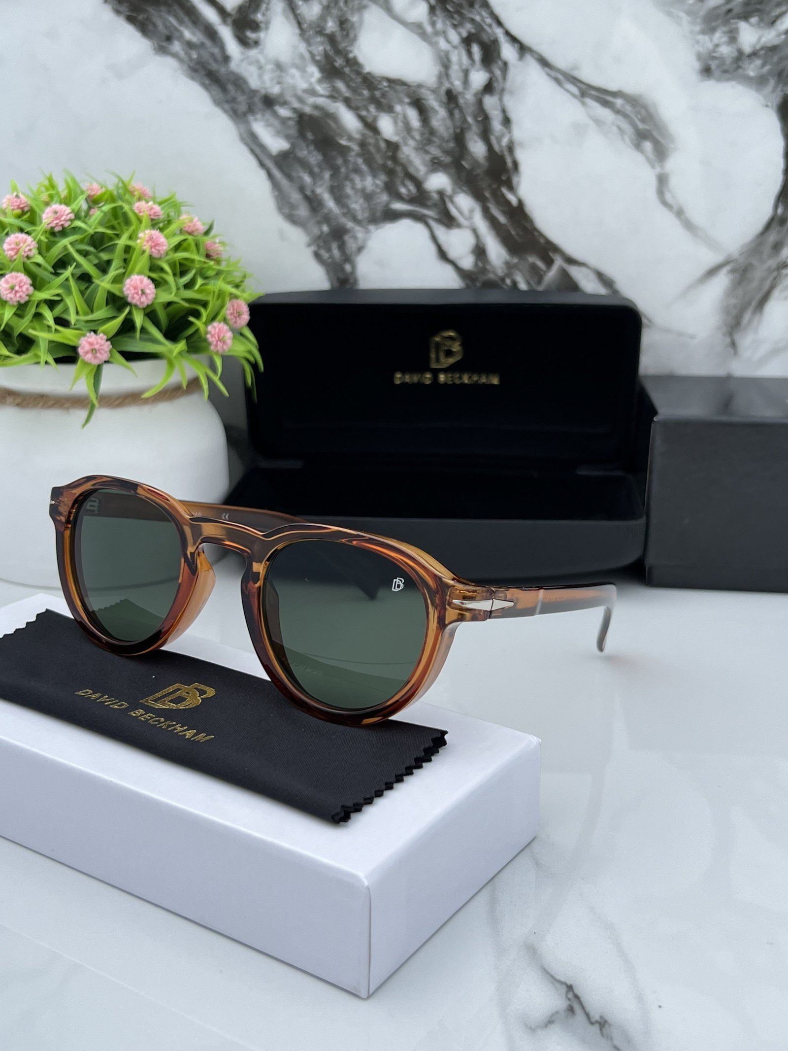Branded Sunglasses round brown green - Image 2