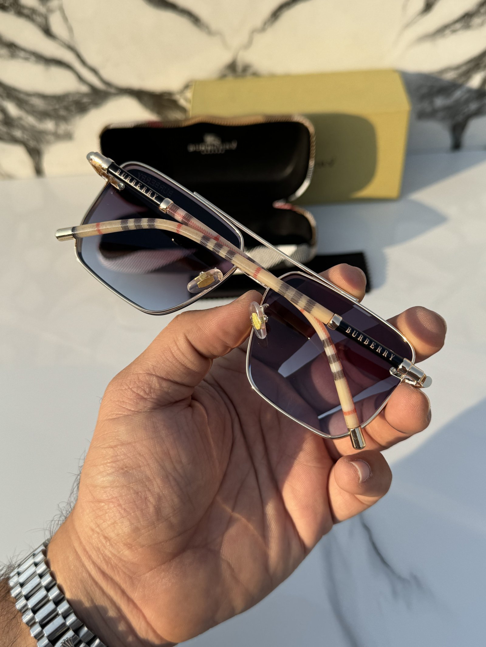 Branded Sunglasses _23066_gold_blueshaded - Image 2