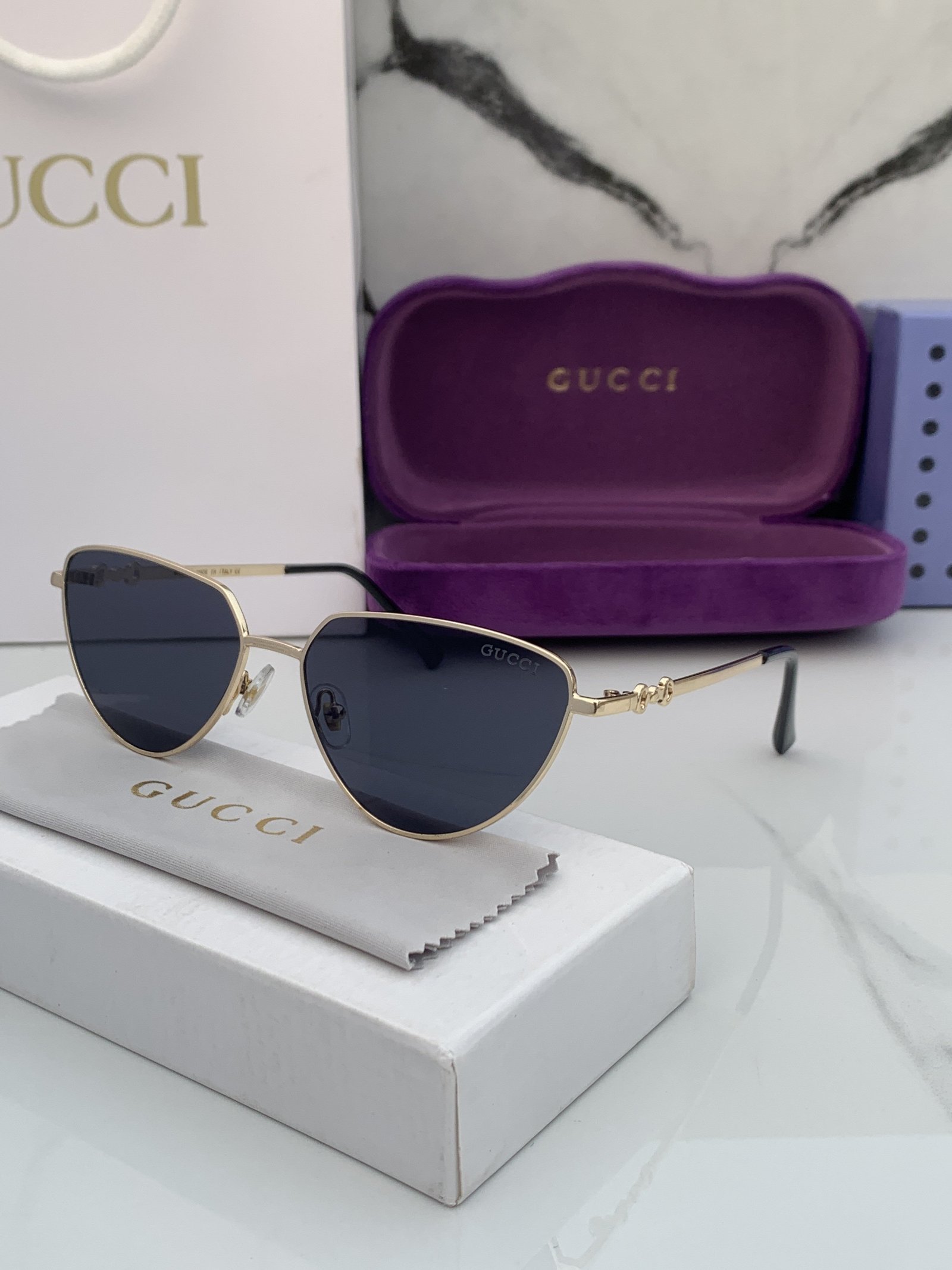 Branded Sunglasses Cateye_goldblack - Image 4