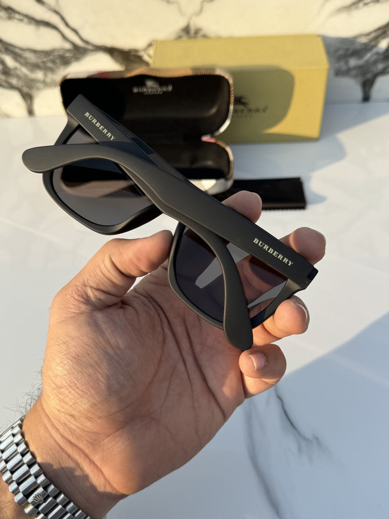 Branded BURBERY Full Black Sunglasses - Image 3
