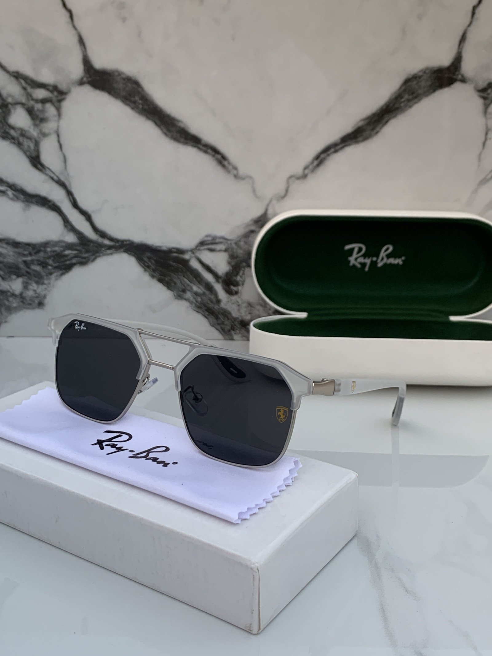 Branded RB White Black Sunglasses