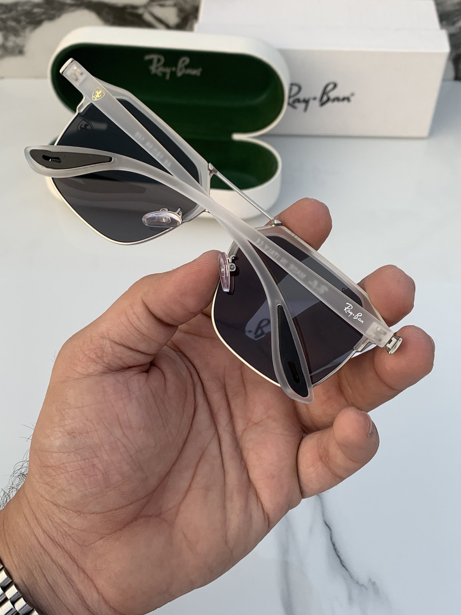 Branded RB White Black Sunglasses - Image 4