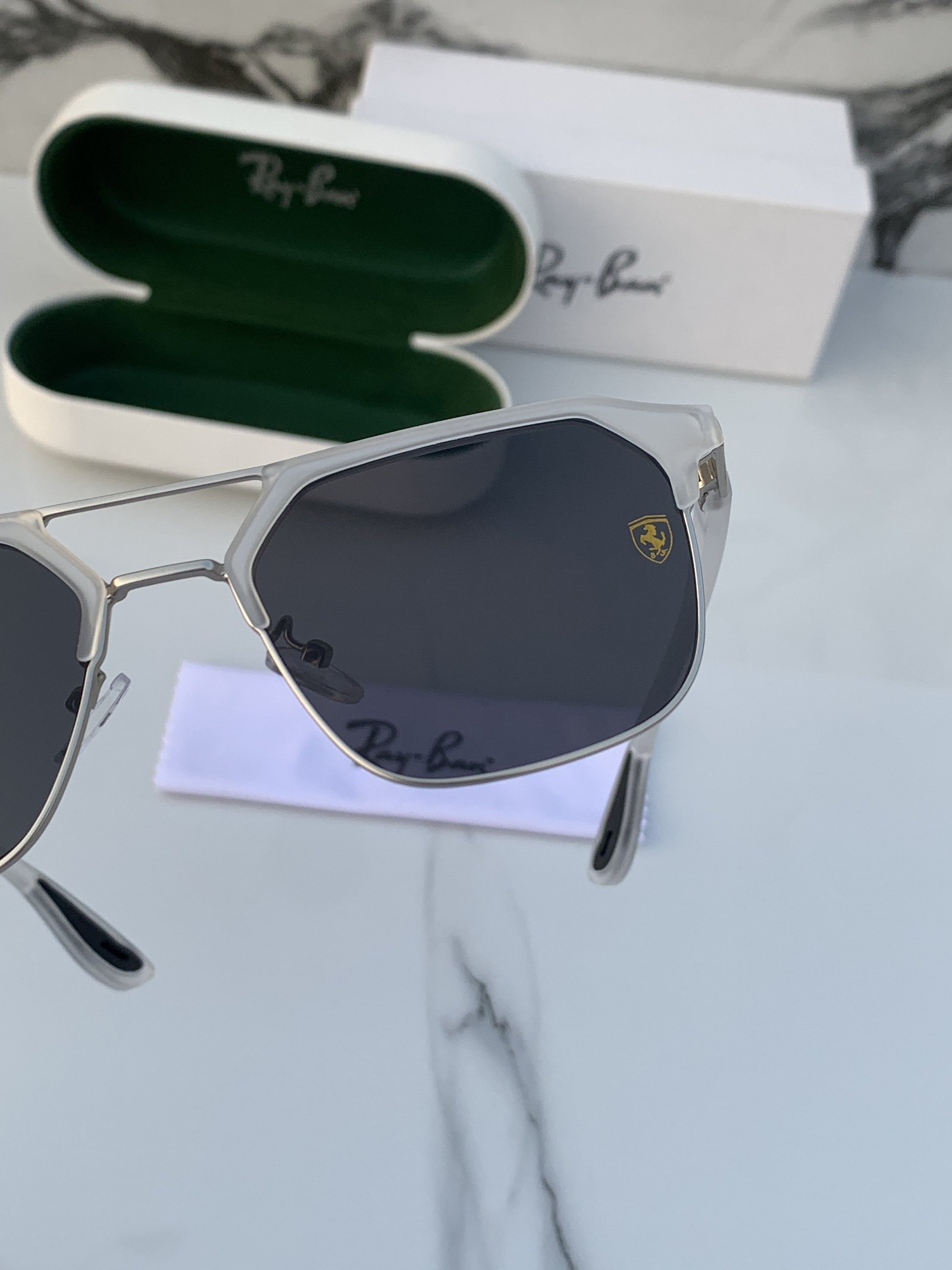 Branded RB White Black Sunglasses - Image 2