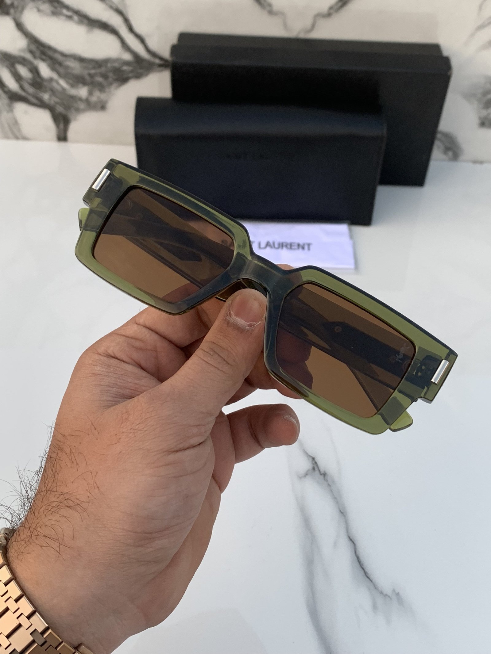 Branded Ys sant laurent green Sunglasses - Image 3