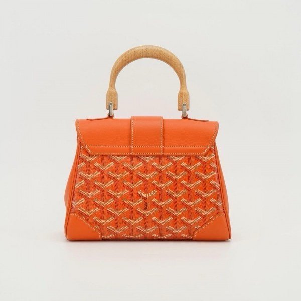 Goyard Orange Goyardine Coated Canvas and Leather Mini Saigon Top Handle Bag (LB) - Image 7
