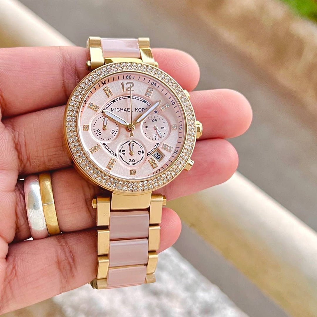 Michael Kors Mk 6326 Pink White Dial Chrono Ladies Watch - Image 2