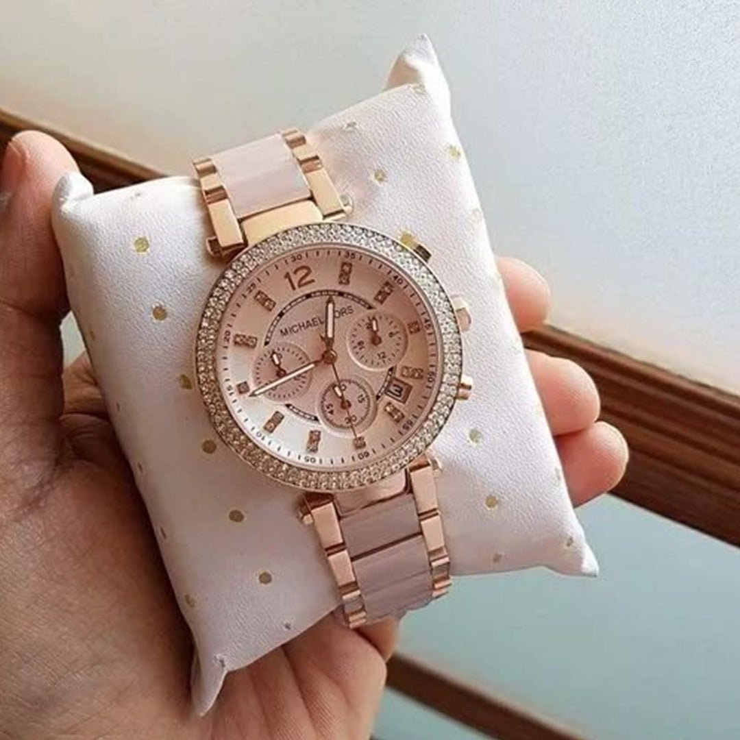 Michael Kors Mk 6326 Pink White Dial Chrono Ladies Watch - Image 4
