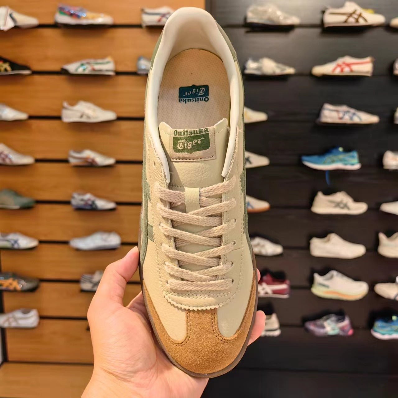 Branded Tiger Sneakers Tokuten Beige Green Gold - Image 2