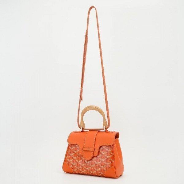 Goyard Orange Goyardine Coated Canvas and Leather Mini Saigon Top Handle Bag (LB) - Image 5