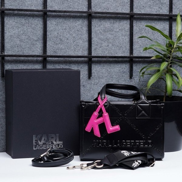 Karl Lagerfeld KSquare Embossed Small Tote Bag With OG Box & Dust Bag (KA52 Black Black)*π€π - Image 2