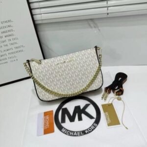 Michael Kors Jet Set Chain Pouchette Bag With OG Box & Dust Bag (Beige Brown 22318)