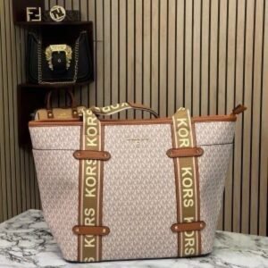 Michael Kors Maeve Monogram-Print Tote Bag With Dust Bag (Beige Brown 22314)