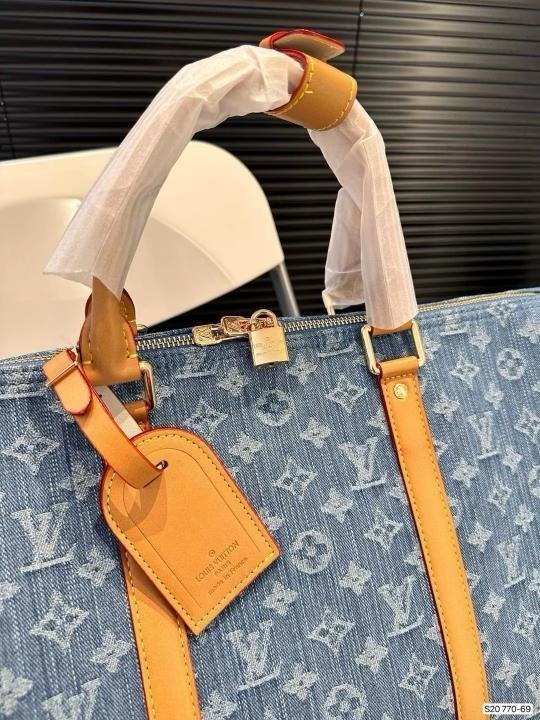 Louis Vuitton LV Keepall Bandoulire NBA Edition Premium Monogram Unisex Duffle Bag With Dust Bag & Accessories (Denim Brown - 684)(BSB) - Image 6