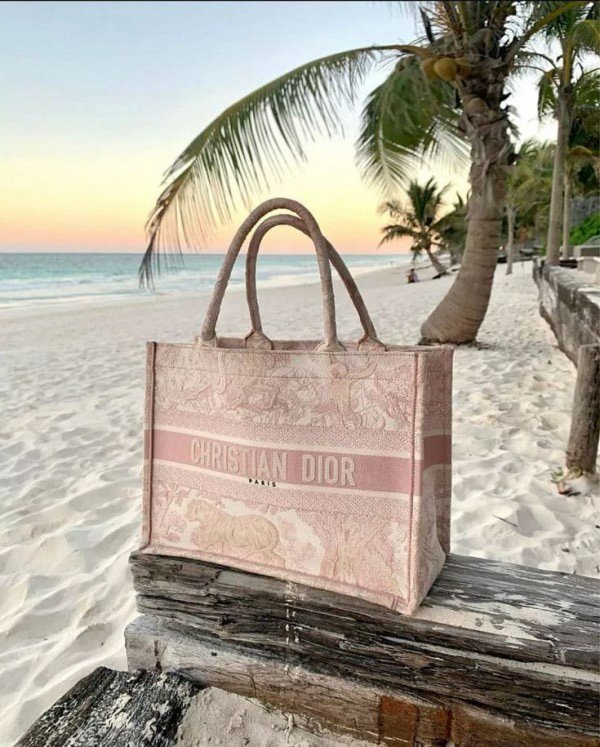 Dior Book Tote Pink Toile De Jouy With OG Box & Dust Bag & Scarf (Pink Tiger-574)(BSB) - Image 2