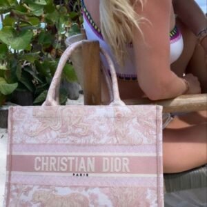 Dior Book Tote Pink Toile De Jouy With OG Box & Dust Bag & Scarf (Pink_Tiger-574)(BSB)