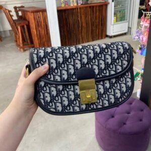 Christian Dior Oblique Monogram Bag With Bill OG Box & Dust Bag 78806 Black(LB)