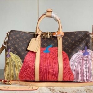 Louis Vuitton Keepall Duffle Bandouliere Bag Yayoi Kusama Pumpkins Monogram Canvas 45 (202313)