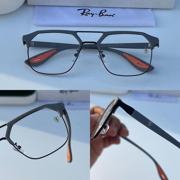 Ray-Ban Metal Square Eyeglasses β Model No. 04 | Matte Grey Frame - Image 2