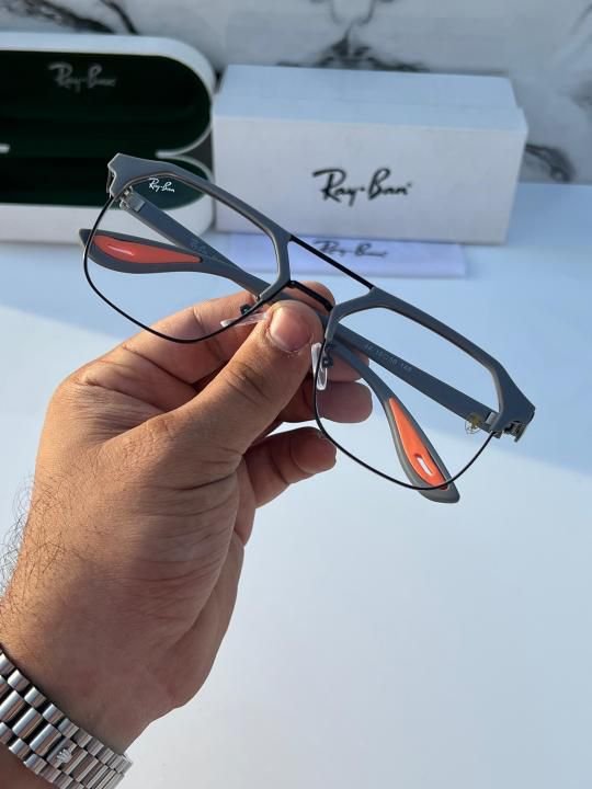 Ray-Ban Metal Square Eyeglasses β Model No. 04 | Matte Grey Frame - Image 4