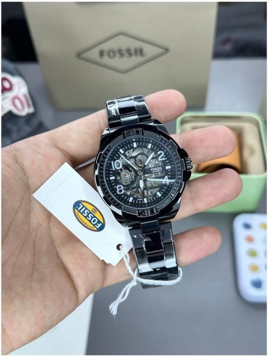 Fossil Automatic Skeleton Watch β Black Stainless Steel Bracelet
